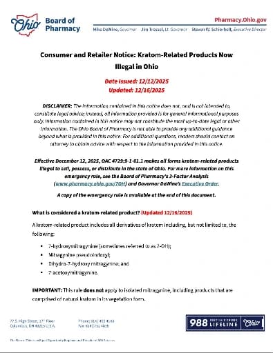 Photo of Ohio ban on kratom