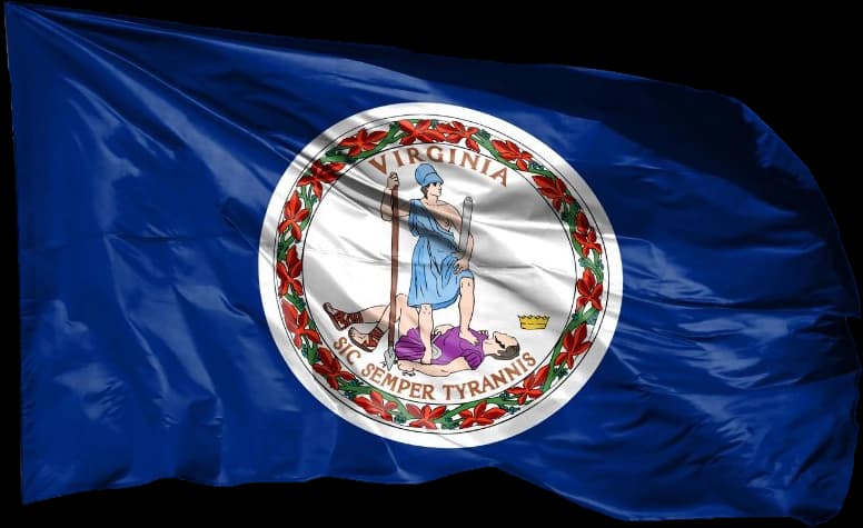 Virginia state flag waving in the wind